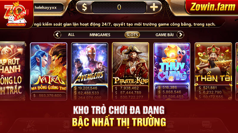 Kho trò chơi đa dạng bậc nhất thị trường